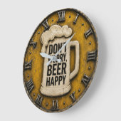 Don't Worry Beer Happy Man Cave Gift Grote Klok (Hoek)