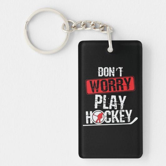 Don't Worry play Ice-Hockey Sleutelhanger (Voorkant)