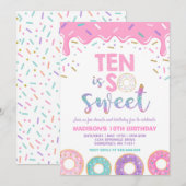 Donut 10th Birthday Invite Donut Ten Is Sweet Kaart (Voorkant / Achterkant)