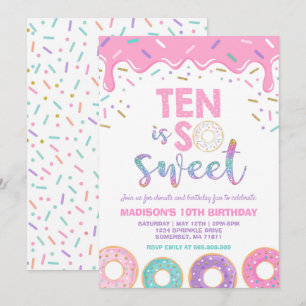 Donut 10th Birthday Invite Donut Ten Is Sweet Kaart