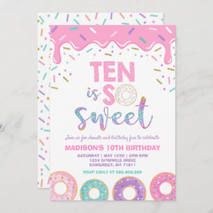 Donut 10th Birthday nodigt Donut Ten is zoet Kaart