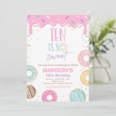 Donut 10th Birthday party Ten is zo lief Kaart (Staand voorkant)