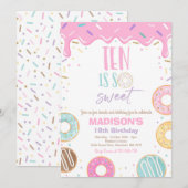 Donut 10th Birthday party Ten is zo lief Kaart (Voorkant / Achterkant)