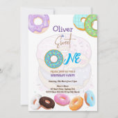 Donut 1-jarig jongeluitnodiging kaart (Voorkant)
