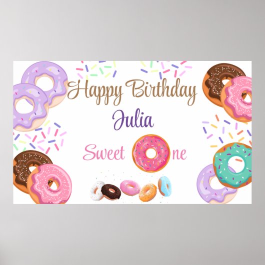 Donut 1 jarig meisje poster (Voorkant)