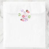 Donut 1 jarig meisje ronde sticker (Tas)