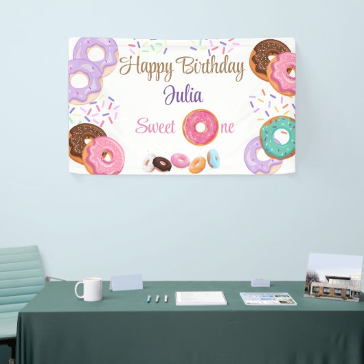 Donut 1 jarig meisje spandoek (Beurs)