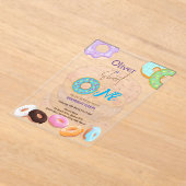 Donut 1e verjaardag baby jongen acryl uitnodigingen (Laagn)