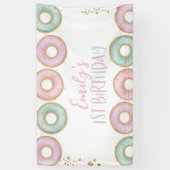 Donut 1e verjaardag Banner achtergrond Aqua (Verticaal)
