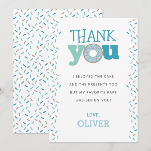 Donut 1e verjaardag Bedankt voor je kaart (Voorkant / Achterkant)