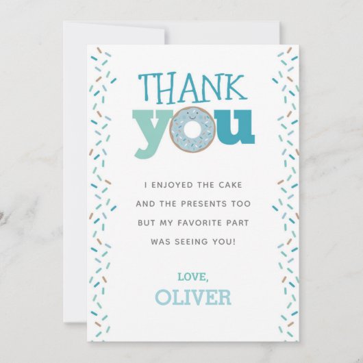 Donut 1e Verjaardag Dank je kaart (Voorkant)