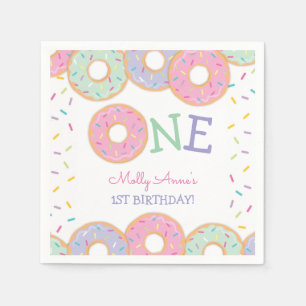 Donut 1e verjaardag Donut Grow Up Pink Sprinkles Servet