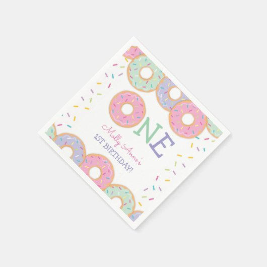 Donut 1e verjaardag Donut Grow Up Pink Sprinkles Servet (Hoek)