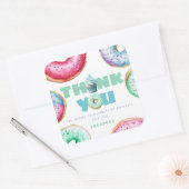 Donut 1e Verjaardag Feest Jongen Schattige Dank u Vierkante Sticker (Envelop)