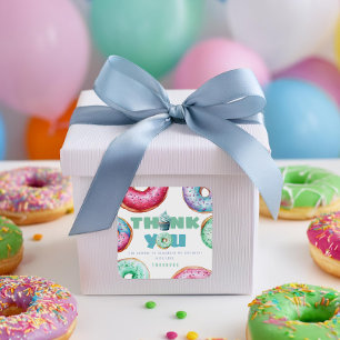 Donut 1e Verjaardag Feest Jongen Schattige Dank u Vierkante Sticker