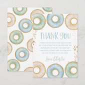 Donut 1e verjaardag Flat Dank je kaart Roze Blauw (Voorkant / Achterkant)