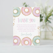 Donut 1e verjaardag Flat Hartelijk dank! Aqua Bedankkaart (Staand voorkant)