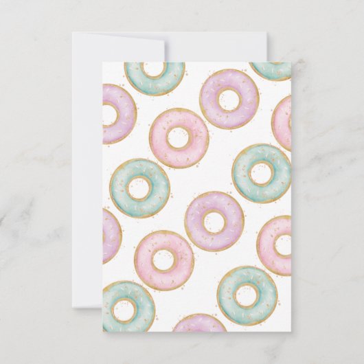 Donut 1e verjaardag Flat Hartelijk dank! Aqua Bedankkaart (Achterkant)