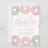 Donut 1e verjaardag Uitnodiging Donut Groei Aqua (Voorkant)