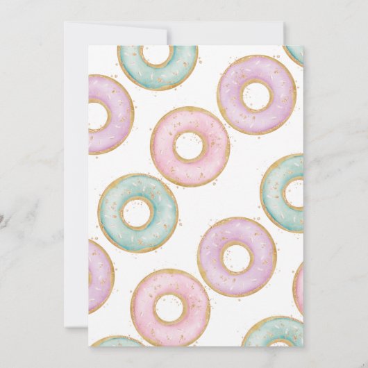 Donut 1e verjaardag Uitnodiging Donut Groei Aqua (Achterkant)