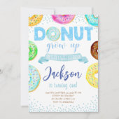 Donut 1e verjaardag Uitnodiging jongen Donut groei (Voorkant)