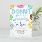 Donut 1e verjaardag Uitnodiging jongen Donut groei (Staand voorkant)