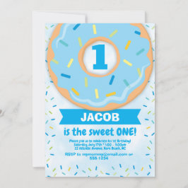 Donut 1e Verjaardag Uitnodiging Jongen strooit