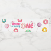 Donut 1e verjaardag Water Fles Etiket (Enkel label)
