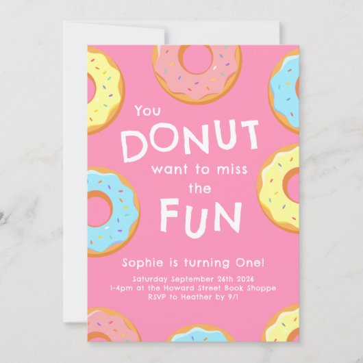 Donut 1e verjaardagsfeest Kinder Kaart (Voorkant)