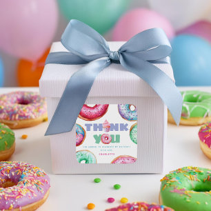 Donut 1e Verjaardagsfeest Meisje Schattige Dank je Vierkante Sticker