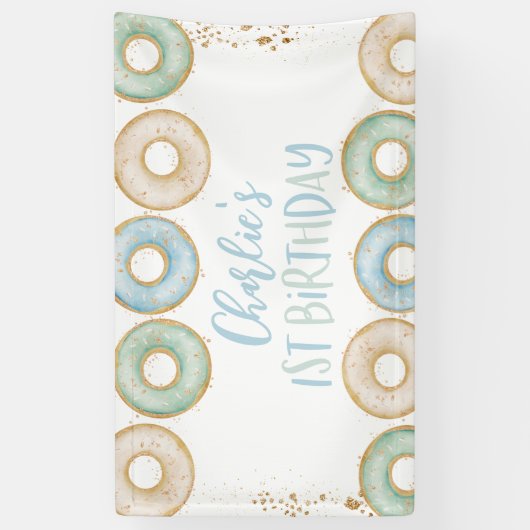 Donut 1st Birthday Party Banner Backdrop (Verticaal)