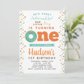 Donut 1st Birthday Uitnodiging (Staand voorkant)