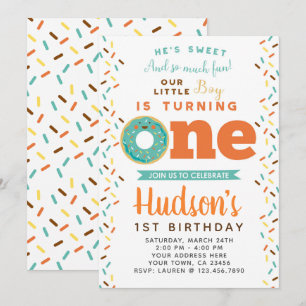 Donut 1st Birthday Uitnodiging