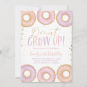 Donut 1st Birthday Uitnodiging Donut Roze opgroeie (Voorkant)