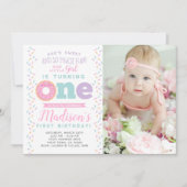 Donut 1st Birthday Uitnodiging met Foto (Voorkant)