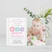 Donut 1st Birthday Uitnodiging met Foto (Staand voorkant)