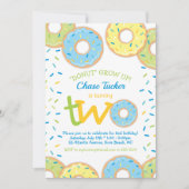 Donut 2e Verjaardag Uitnodiging Jongen strooit (Voorkant)