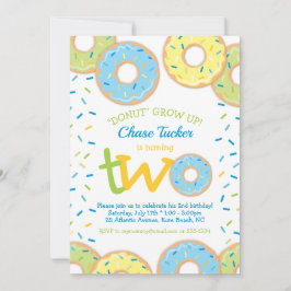 Donut 2e Verjaardag Uitnodiging Jongen strooit