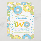 Donut 2e Verjaardag Uitnodiging Jongen strooit (Voorkant / Achterkant)