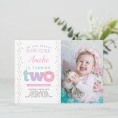 Donut 2e verjaardag uitnodiging met foto (Staand voorkant)