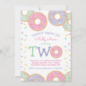 Donut 2e Verjaardag Uitnodiging roze strooisel (Voorkant)