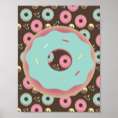 Donut 3D Sprinkles Wall Art Blauwgroen Poster (Voorkant)