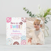 Donut 3e verjaardag Donut drie is lief foto Kaart (Staand voorkant)