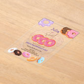 Donut 3e verjaardag roze acryl uitnodigingen (Laagn)