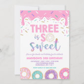 Donut 3e verjaardag Uitnodigen Donut Three is Swee Kaart (Voorkant)