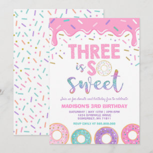 Donut 3e verjaardag Uitnodigen Donut Three is Swee Kaart