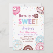 Donut 3e verjaardagsfeestje Donut 3 is zoet Kaart (Voorkant)