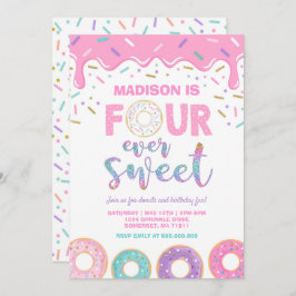 Donut 4th Birthday Noite Donut Four Ever Sweet Kaart