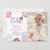Donut 5h verjaardagsfeestje Donut Five is lief fot Kaart (Voorkant)