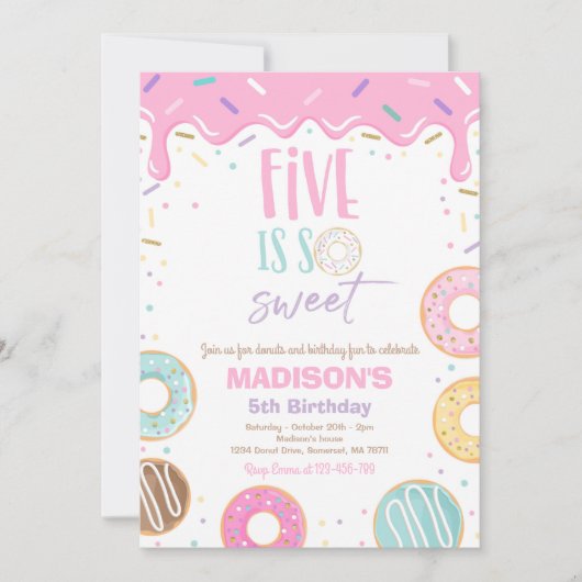 Donut 5th Birthday Party Five is zo lief Kaart (Voorkant)